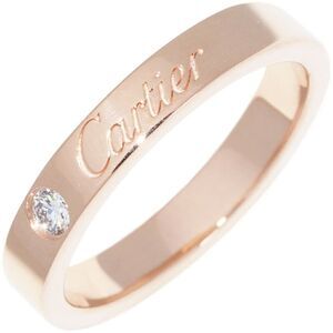 Cartier C de Cartier Au750 Pink Gold Diamond Ring Size 7